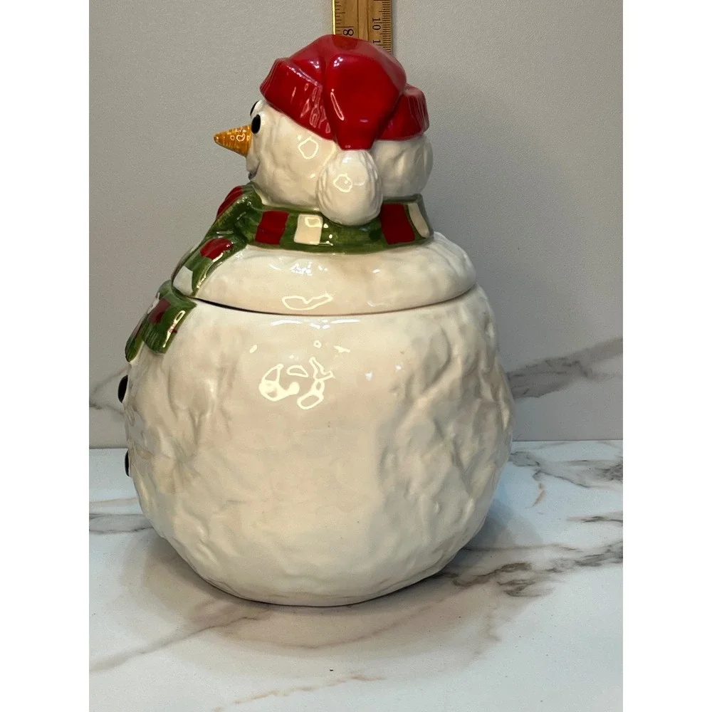 Vintage 1988 HOMCO Snowman Cookie Jar Christmas Ceramic Home Interiors Mexico